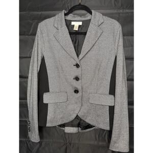 Kenar Black Grey Knit Blazer Jacket Size L Tailored Career Style